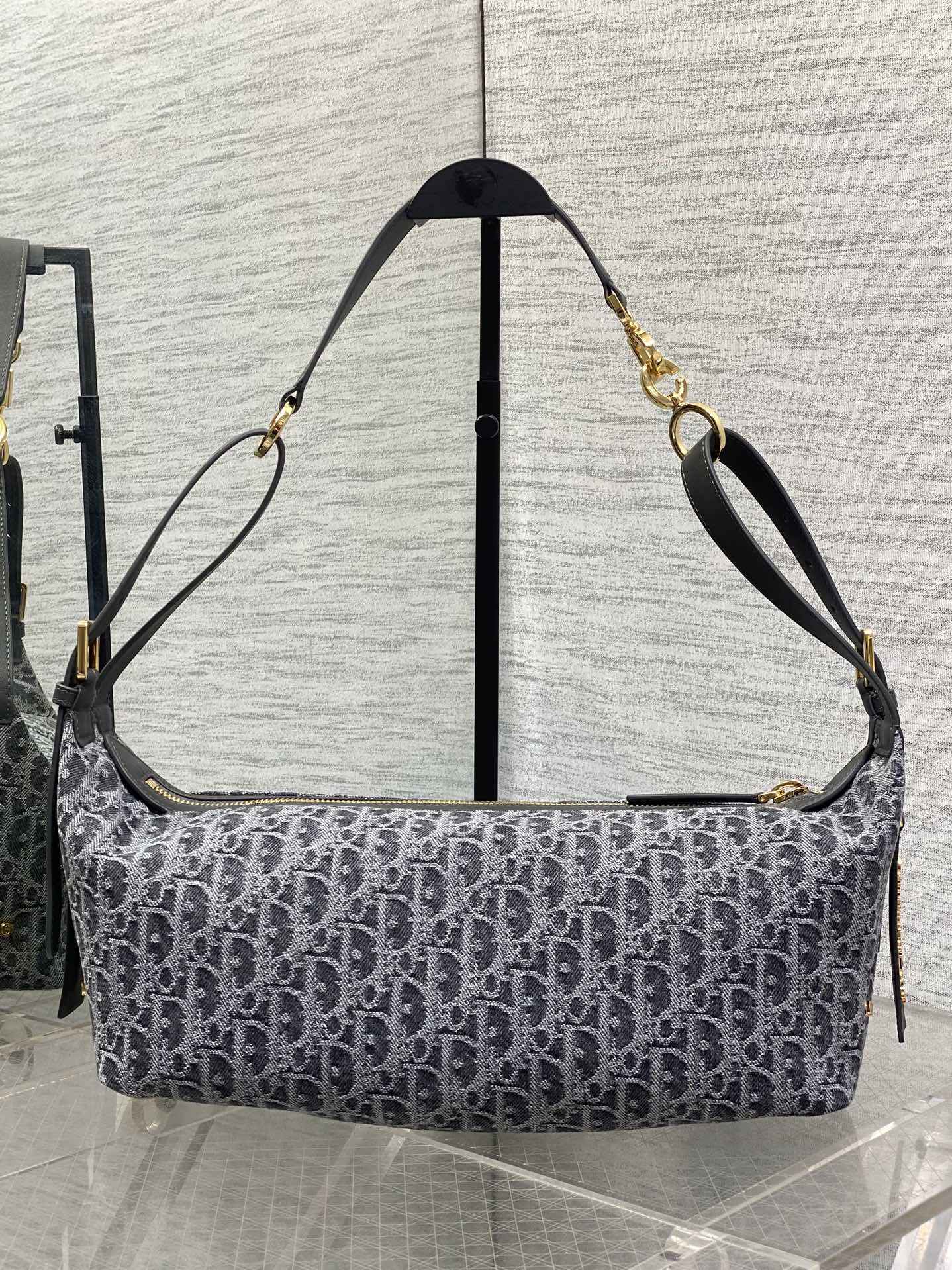 Medium D-Journey Bag - M2417 - Gray Denim Dior Oblique Jacquard - Default Title - View 3