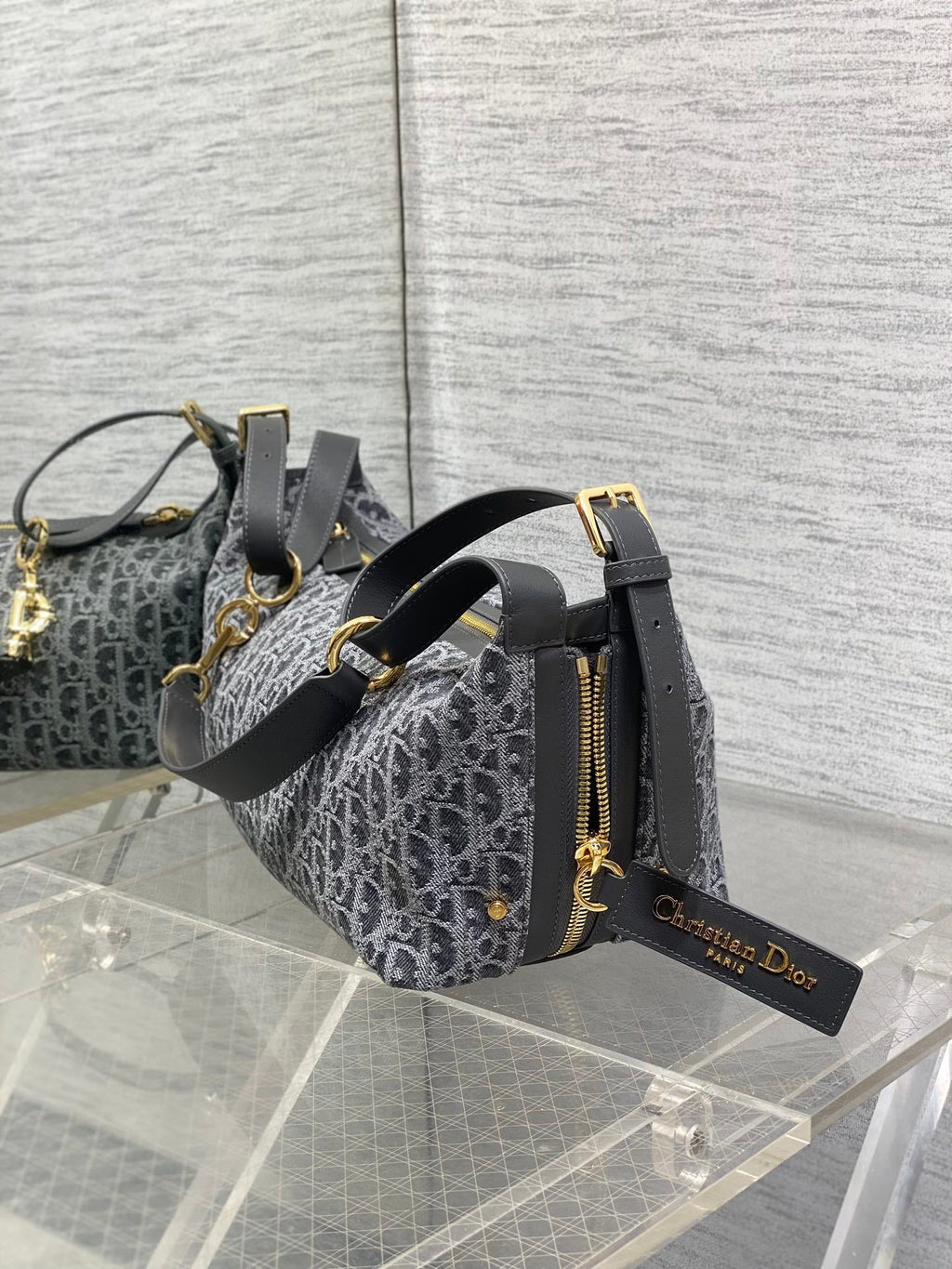 Medium D-Journey Bag - M2417 - Gray Denim Dior Oblique Jacquard - Default Title - View 7