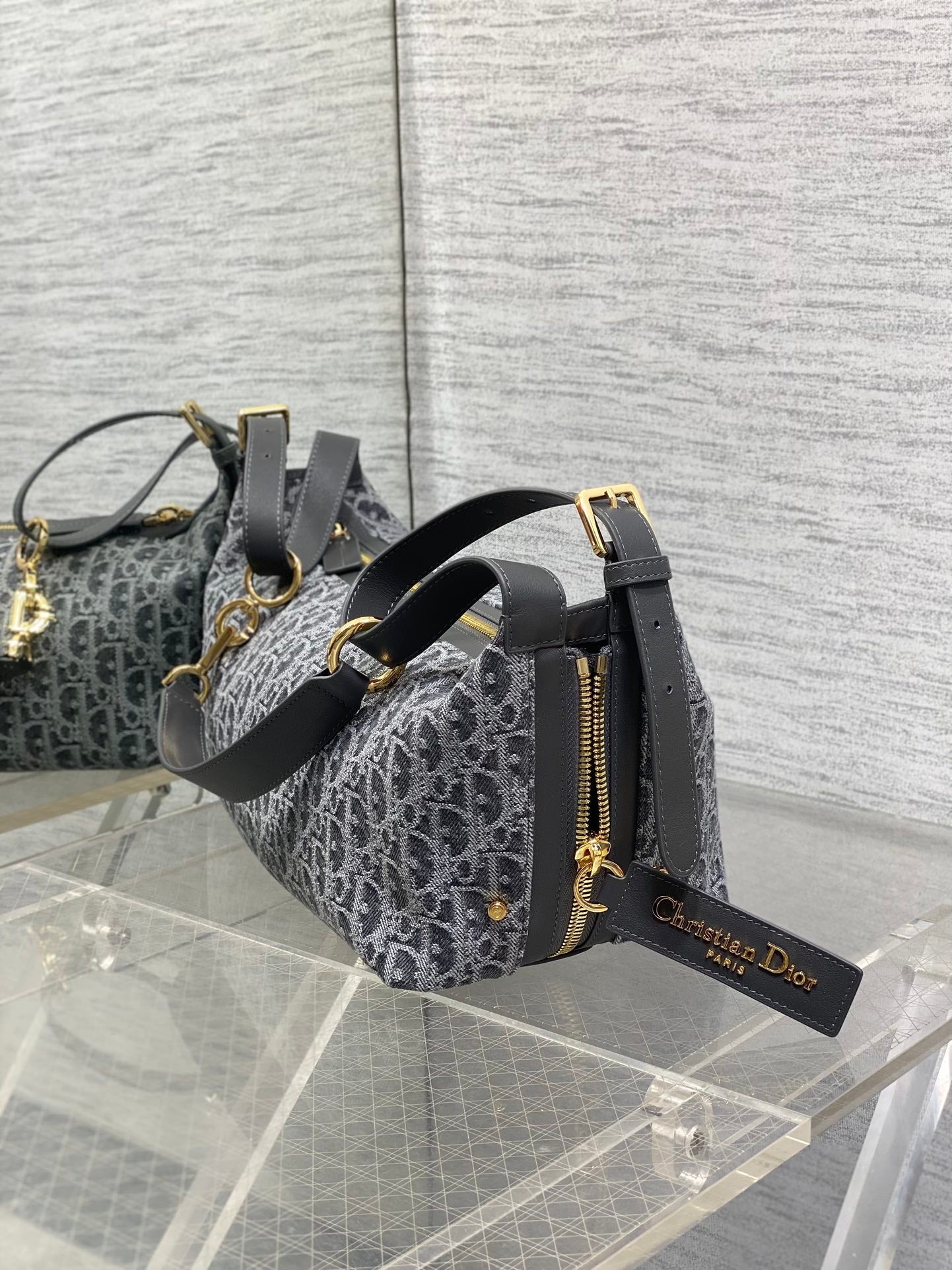 Medium D-Journey Bag - M2417 - Gray Denim Dior Oblique Jacquard - Default Title - View 7