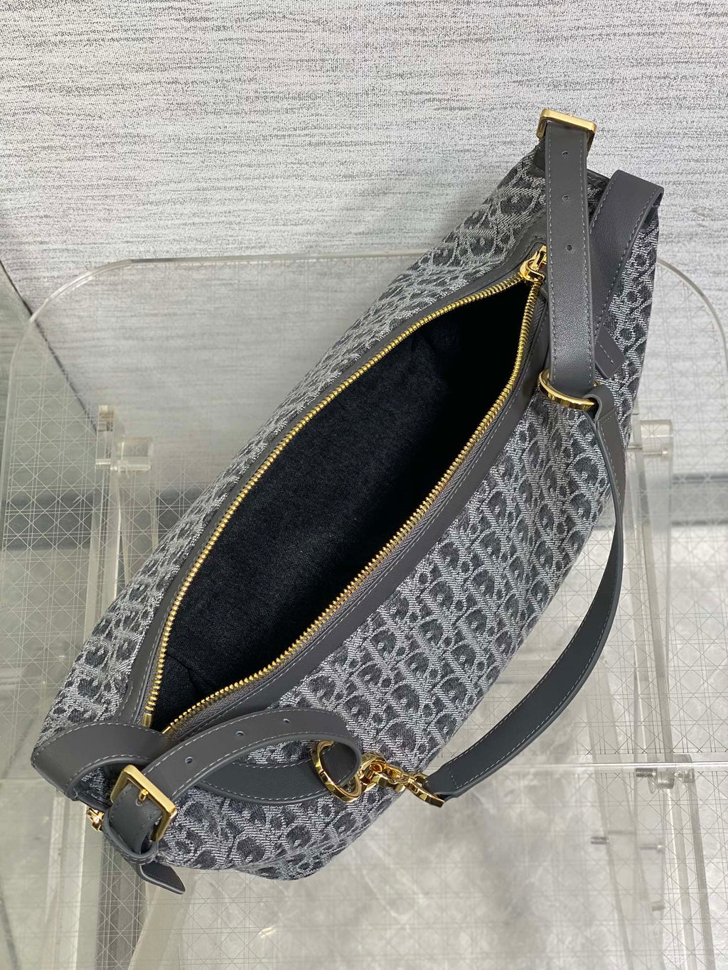 Medium D-Journey Bag - M2417 - Gray Denim Dior Oblique Jacquard - Default Title - View 9