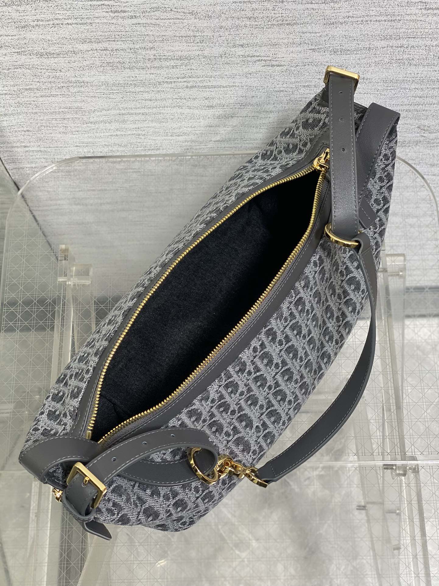 Medium D-Journey Bag - M2417 - Gray Denim Dior Oblique Jacquard - Default Title - View 9