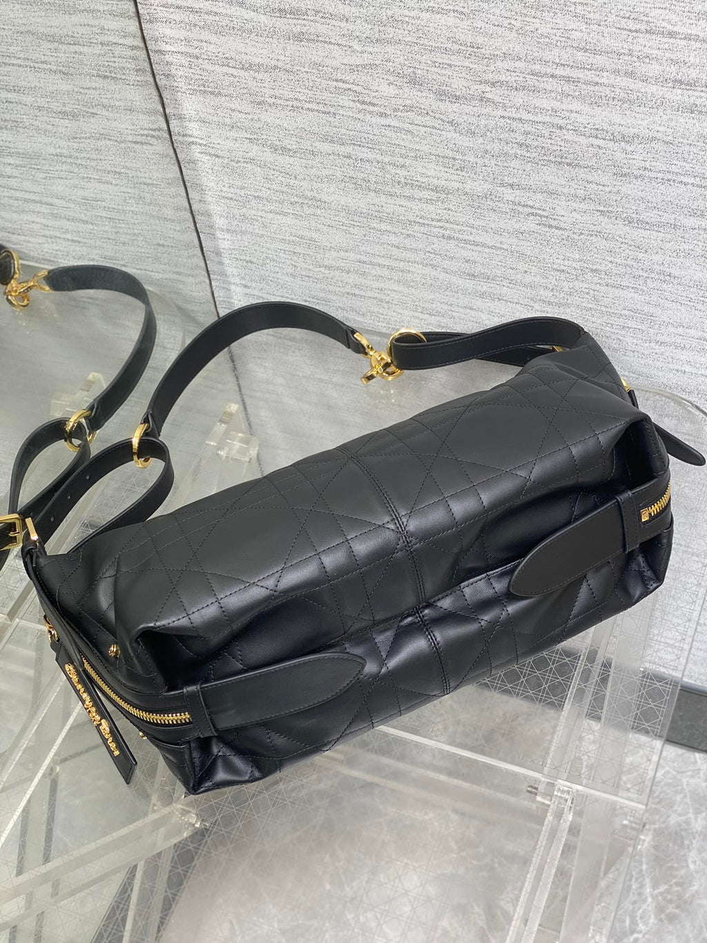 Medium D-Journey Bag in Vintage Smooth Calfskin - M2417 - Black Flat Macrocannage - Default Title - View 8