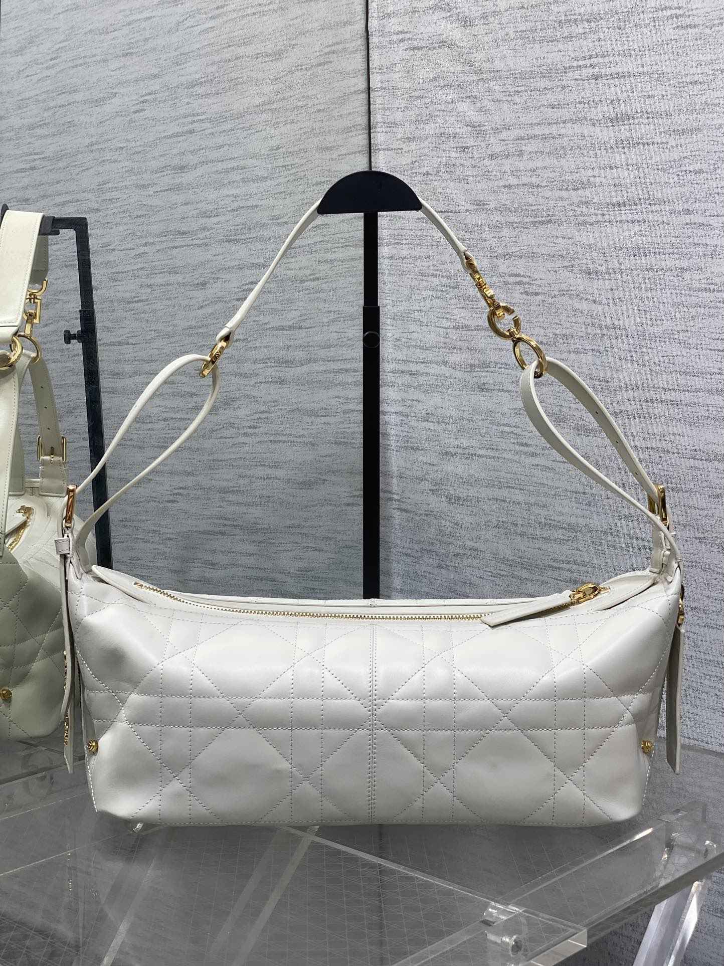 Medium D-Journey Bag in Vintage Smooth Calfskin - M2417 - Latte Flat Macrocannage - Default Title - View 3