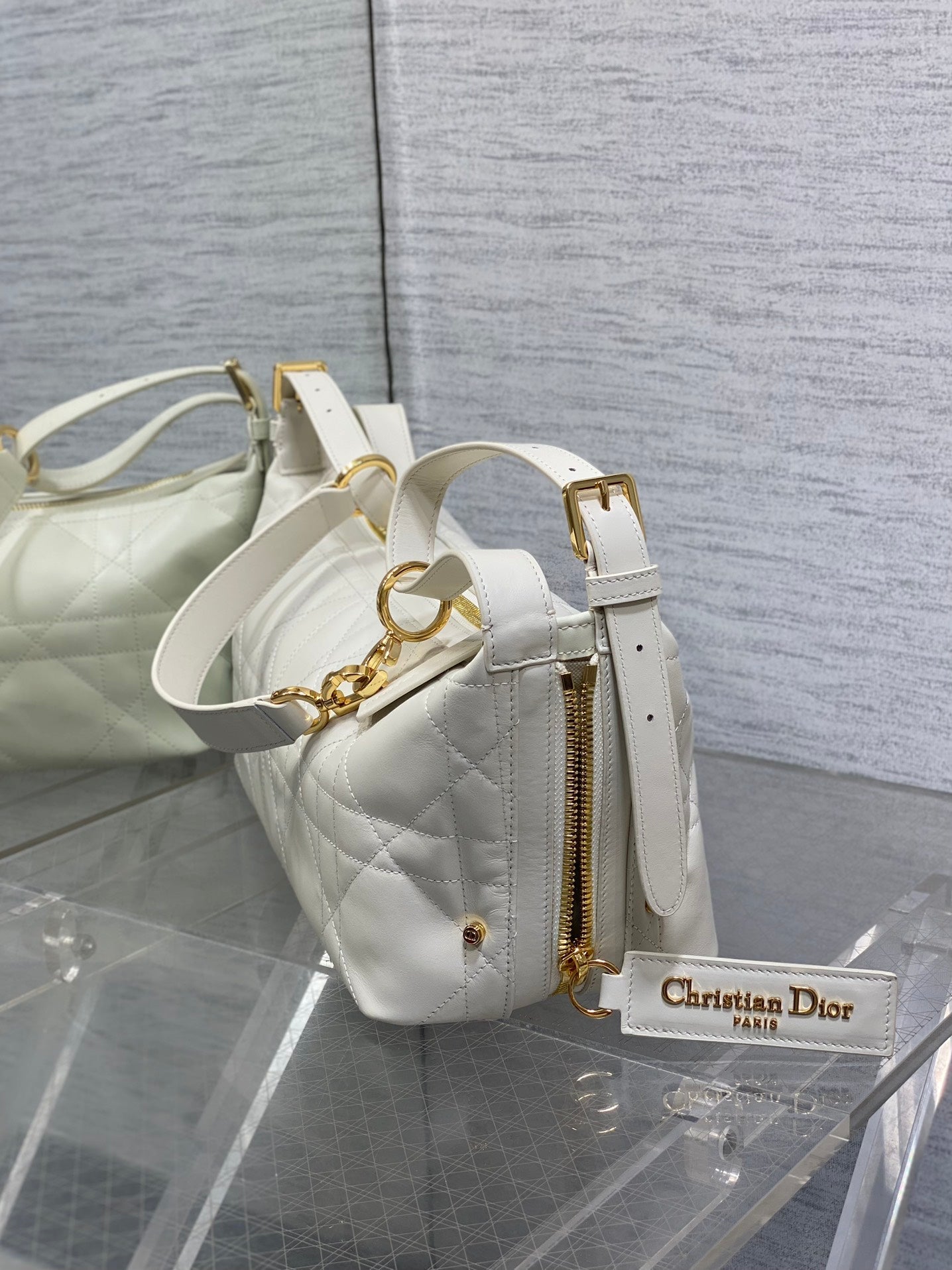 Medium D-Journey Bag in Vintage Smooth Calfskin - M2417 - Latte Flat Macrocannage - Default Title - View 7
