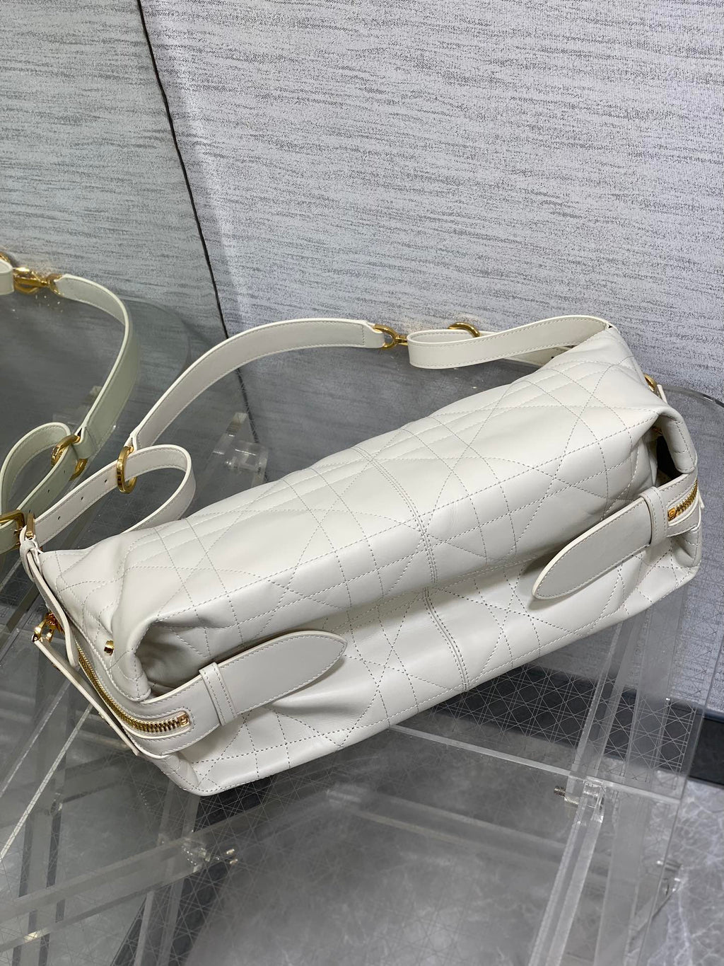 Medium D-Journey Bag in Vintage Smooth Calfskin - M2417 - Latte Flat Macrocannage - Default Title - View 8