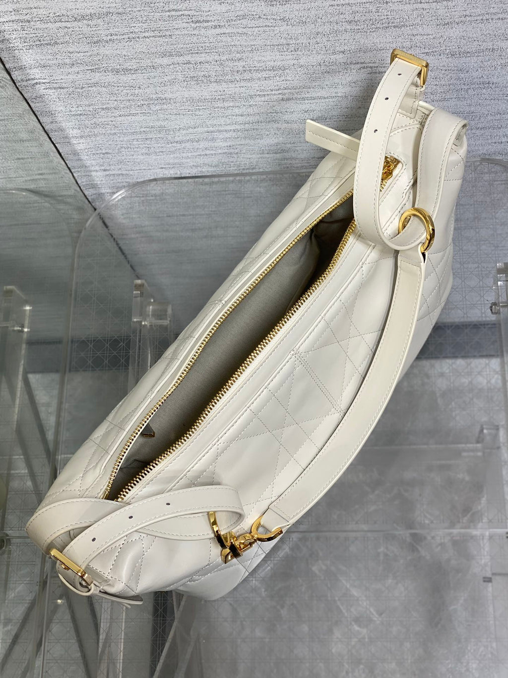 Medium D-Journey Bag in Vintage Smooth Calfskin - M2417 - Latte Flat Macrocannage - Default Title - View 9