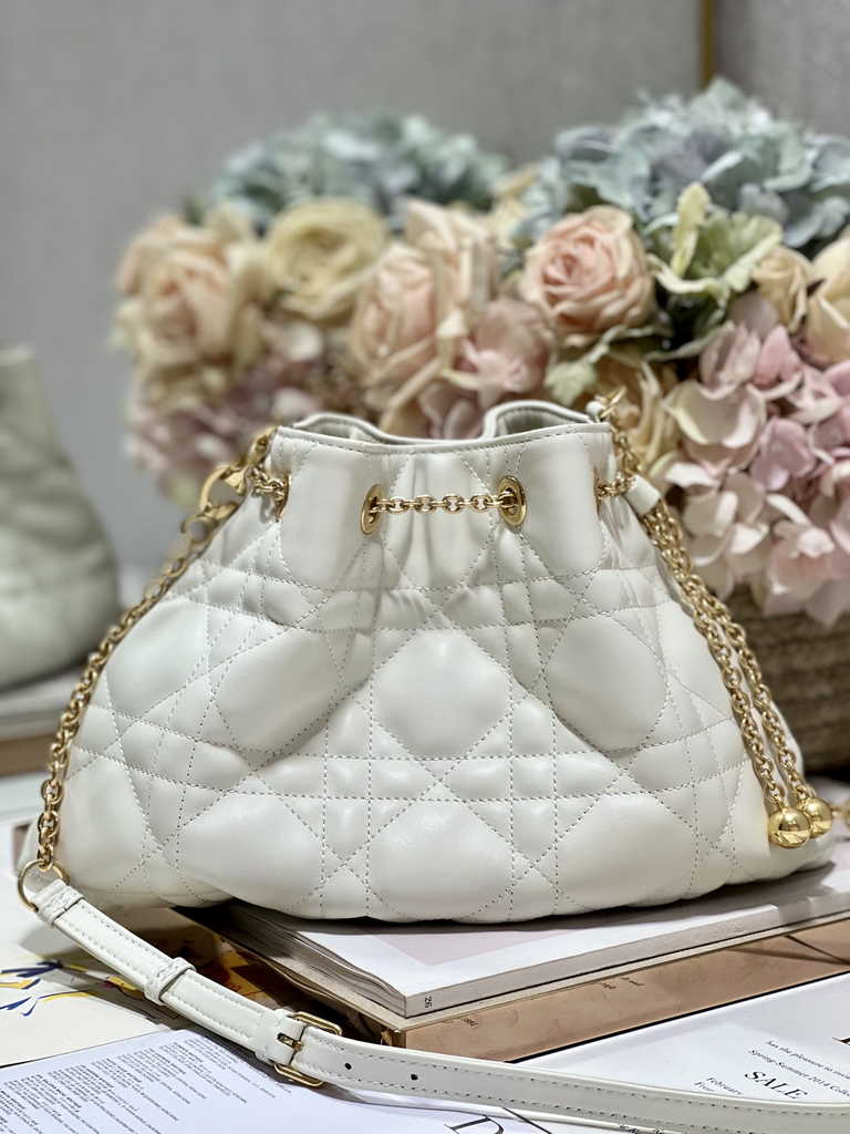 Medium Dior Ammi Bag M22566 Beige Supple Macrocannage Lambskin