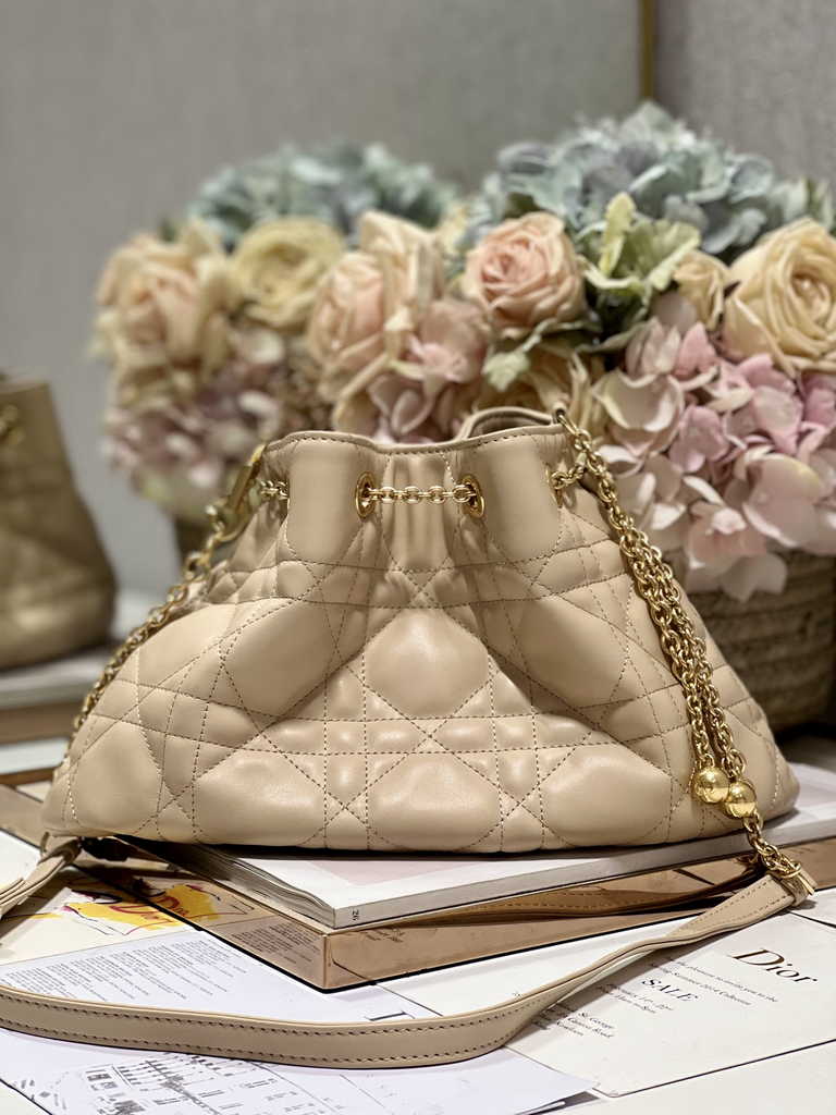 Medium Dior Ammi Bag M22566 Apricot Supple Macrocannage Lambskin