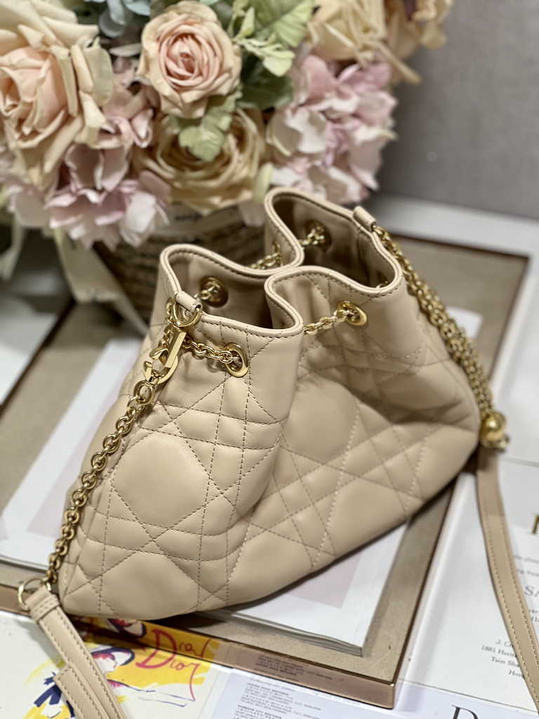 Medium Dior Ammi Bag M22566 Apricot Supple Macrocannage Lambskin