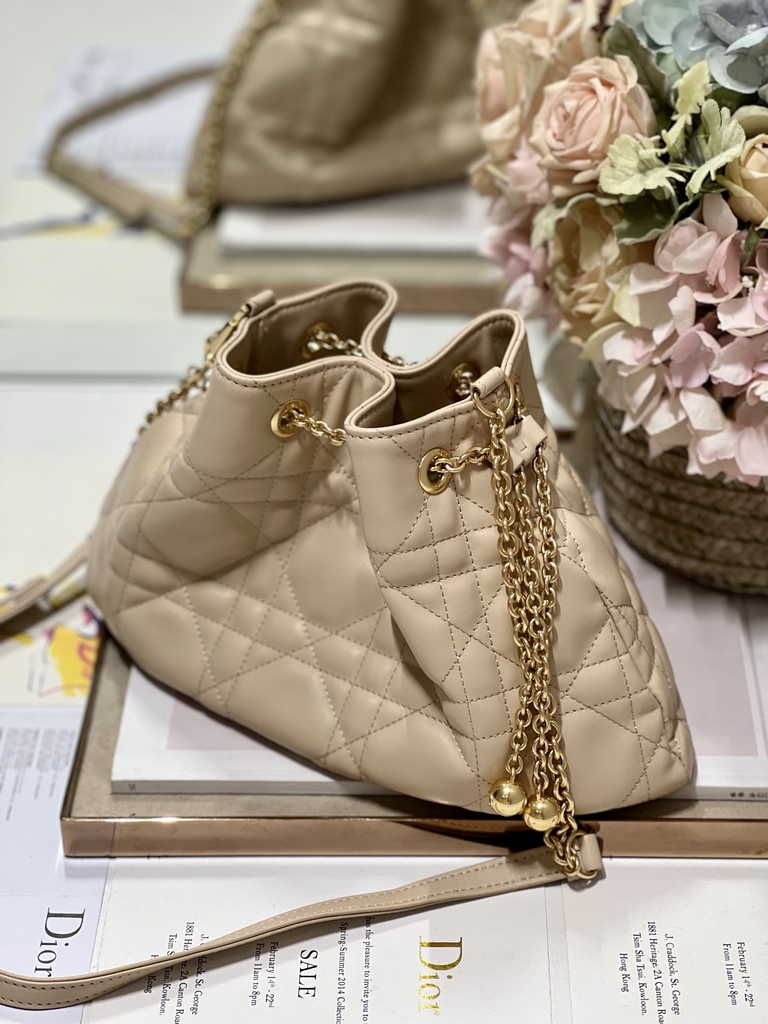 Medium Dior Ammi Bag M22566 Apricot Supple Macrocannage Lambskin