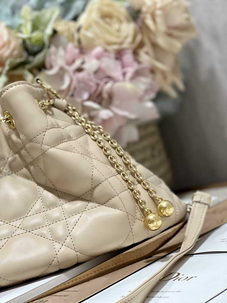 Medium Dior Ammi Bag M22566 Apricot Supple Macrocannage Lambskin