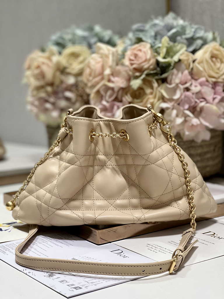 Medium Dior Ammi Bag M22566 Apricot Supple Macrocannage Lambskin
