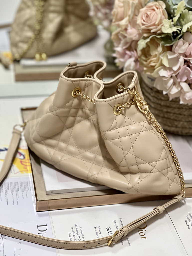 Medium Dior Ammi Bag M22566 Apricot Supple Macrocannage Lambskin