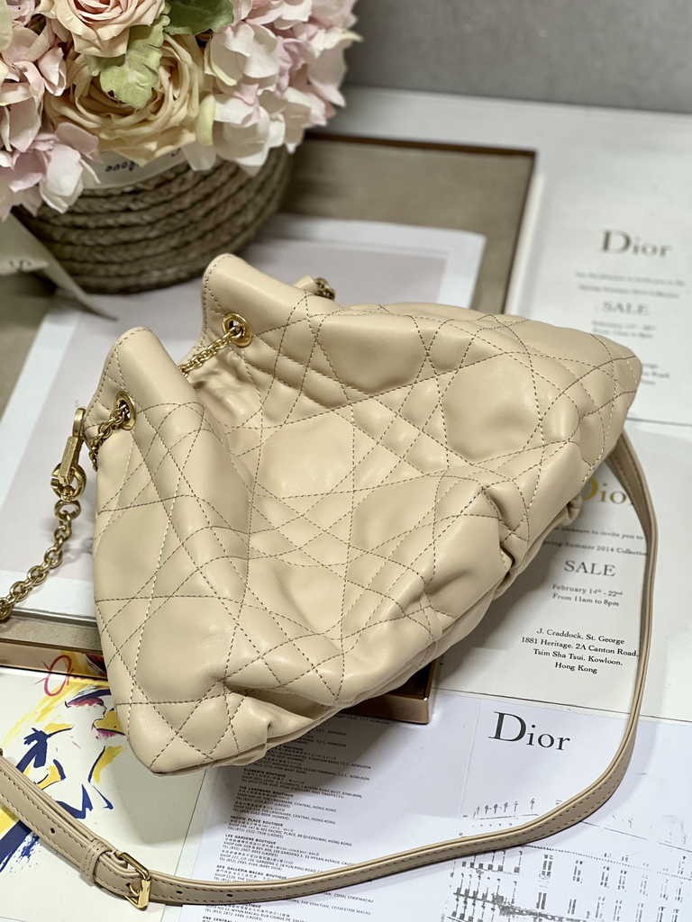 Medium Dior Ammi Bag M22566 Apricot Supple Macrocannage Lambskin