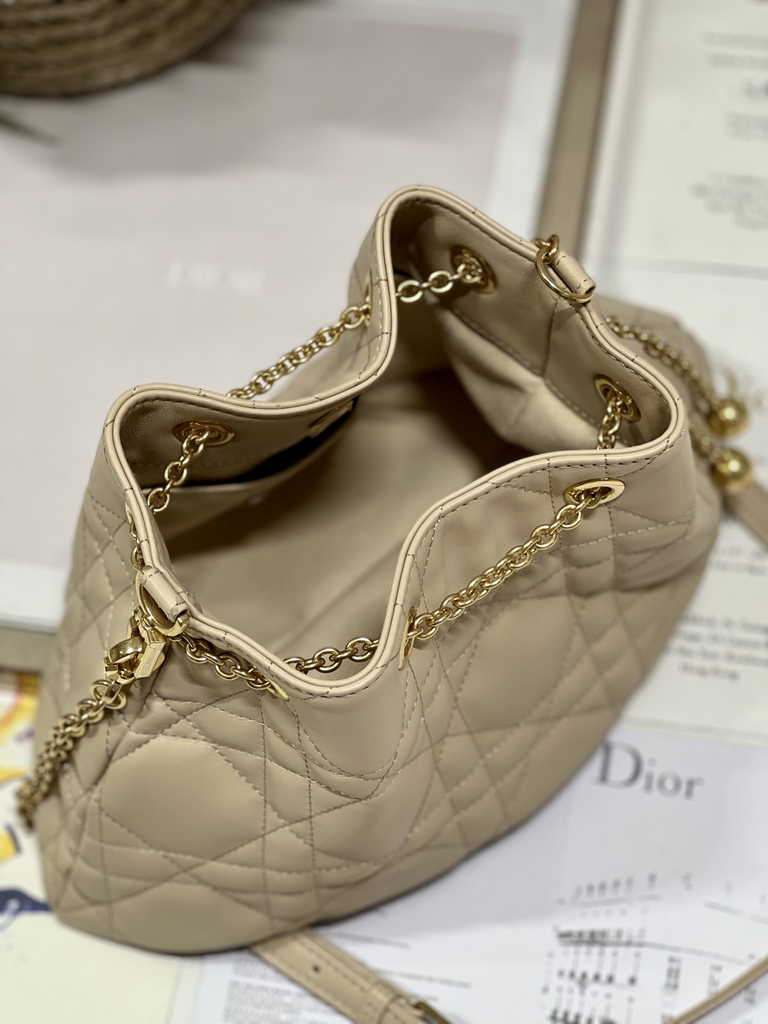 Medium Dior Ammi Bag M22566 Apricot Supple Macrocannage Lambskin