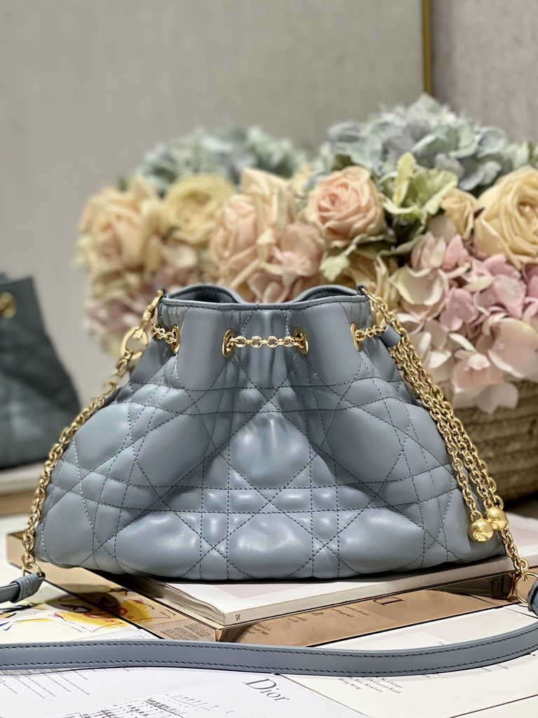 Medium Dior Ammi Bag M22566 Blue Supple Macrocannage Lambskin