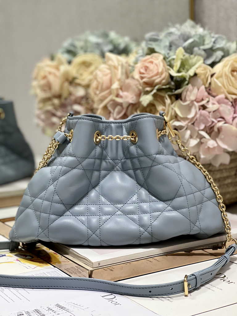 Medium Dior Ammi Bag M22566 Blue Supple Macrocannage Lambskin