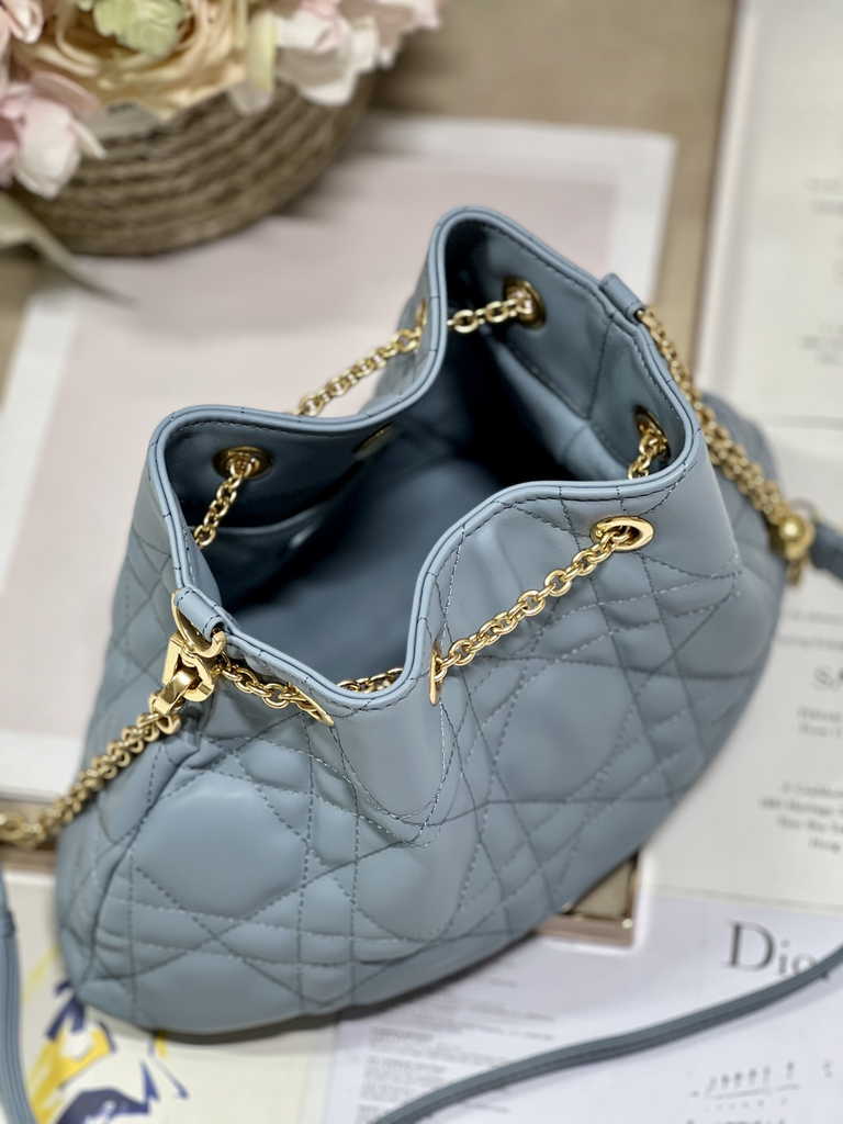 Medium Dior Ammi Bag M22566 Blue Supple Macrocannage Lambskin