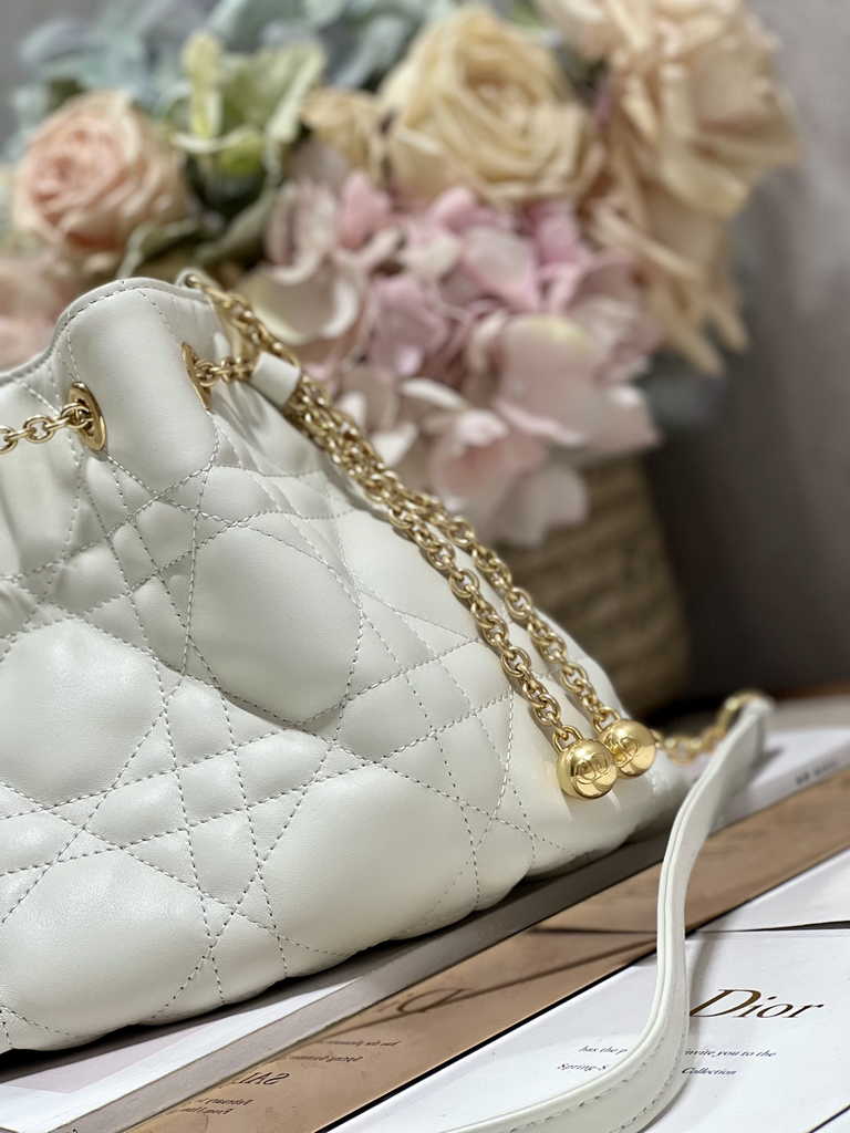 Medium Dior Ammi Bag M22566 Beige Supple Macrocannage Lambskin