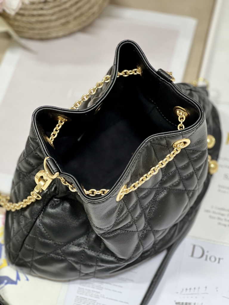 Medium Dior Ammi Bag M22566 Black Supple Macrocannage Lambskin