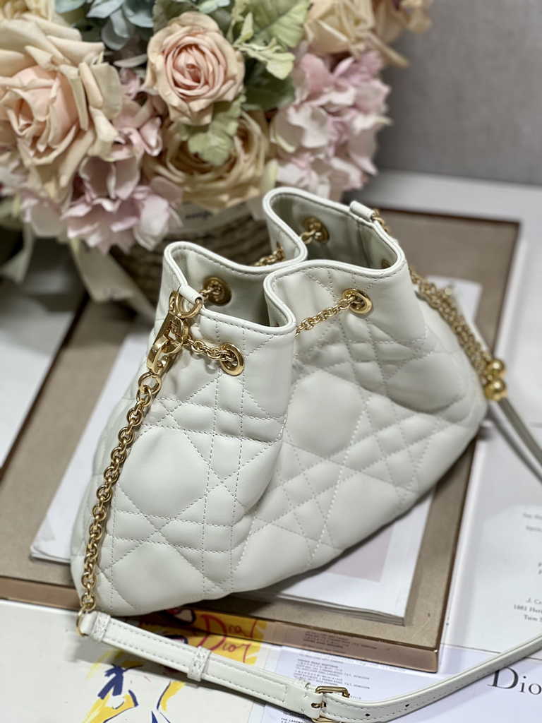 Medium Dior Ammi Bag M22566 Beige Supple Macrocannage Lambskin