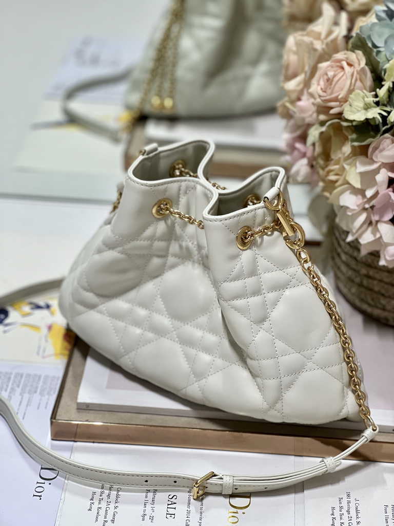 Medium Dior Ammi Bag M22566 Beige Supple Macrocannage Lambskin