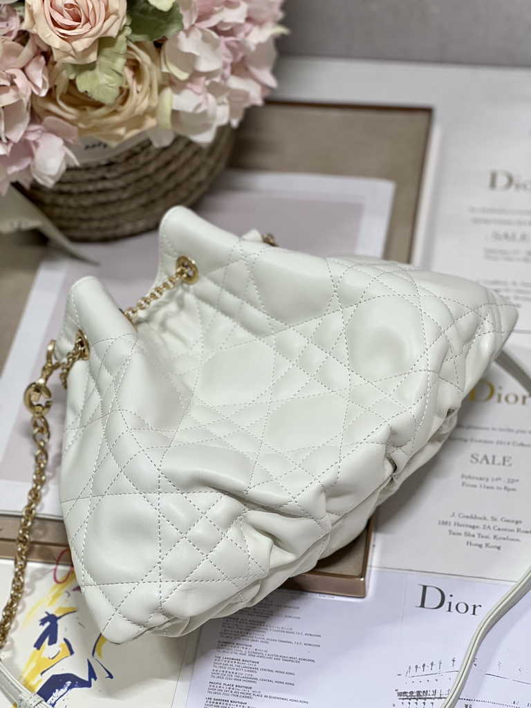 Medium Dior Ammi Bag M22566 Beige Supple Macrocannage Lambskin