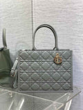 Medium Dior Book Tote M1296 Gray Macrocannage Calfskin - Default Title - View 1