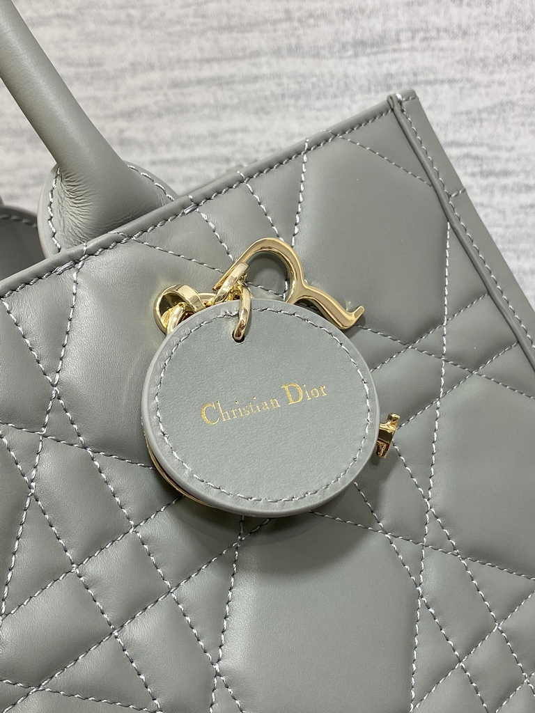 Medium Dior Book Tote M1296 Gray Macrocannage Calfskin - Default Title - View 7
