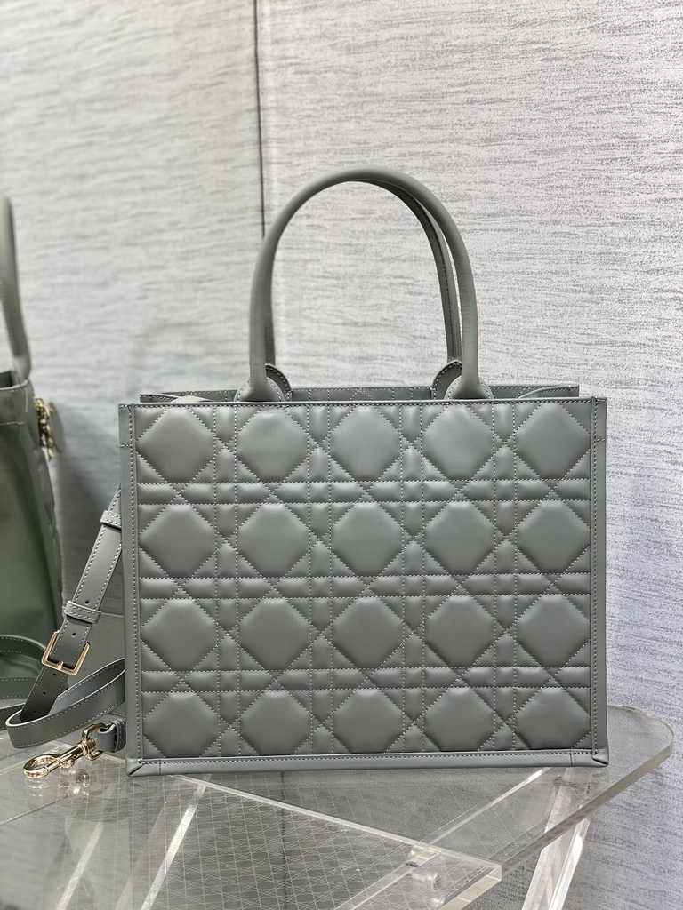 Medium Dior Book Tote M1296 Gray Macrocannage Calfskin - Default Title - View 2