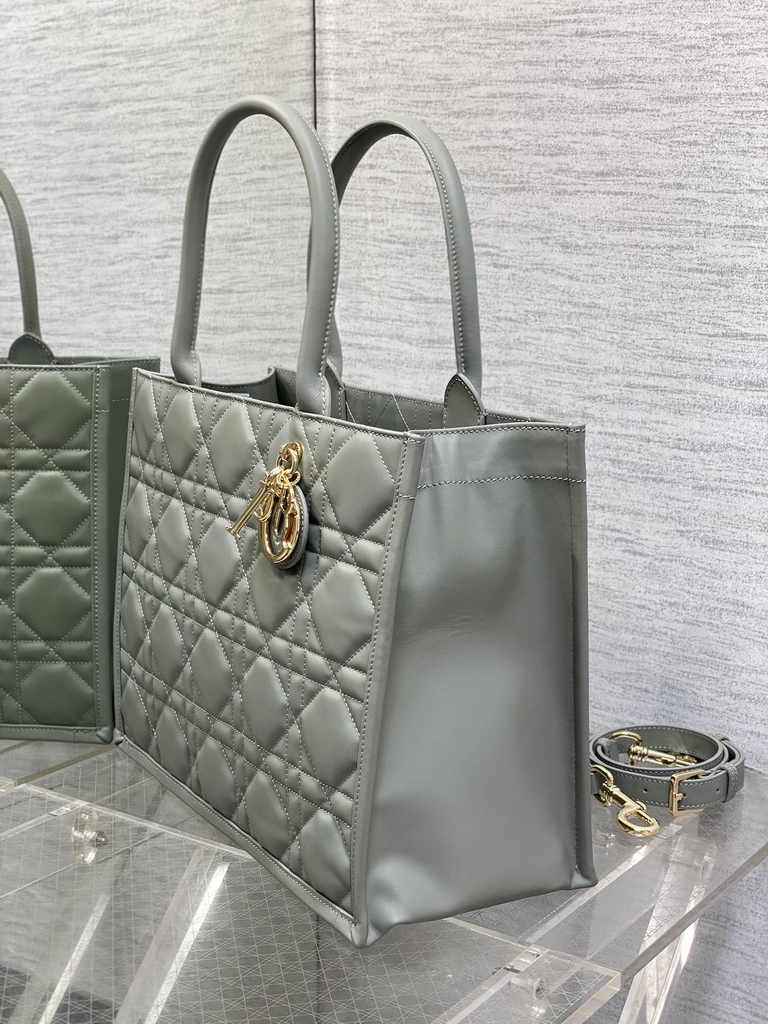Medium Dior Book Tote M1296 Gray Macrocannage Calfskin - Default Title - View 3