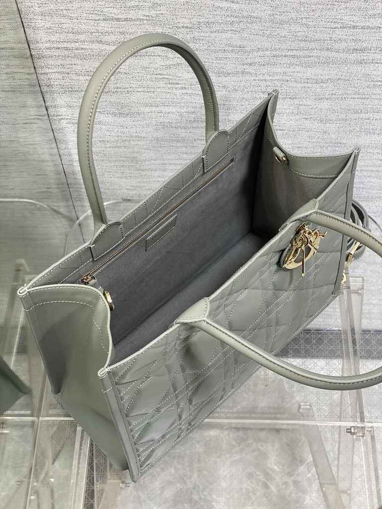 Medium Dior Book Tote M1296 Gray Macrocannage Calfskin - Default Title - View 5