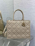 Medium Dior Book Tote M1296 Powder Beige Macrocannage Calfskin - Default Title - View 1