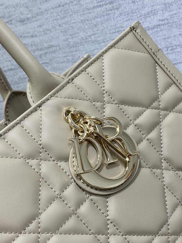 Medium Dior Book Tote M1296 Powder Beige Macrocannage Calfskin - Default Title - View 9