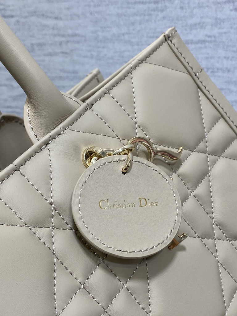 Medium Dior Book Tote M1296 Powder Beige Macrocannage Calfskin - Default Title - View 8