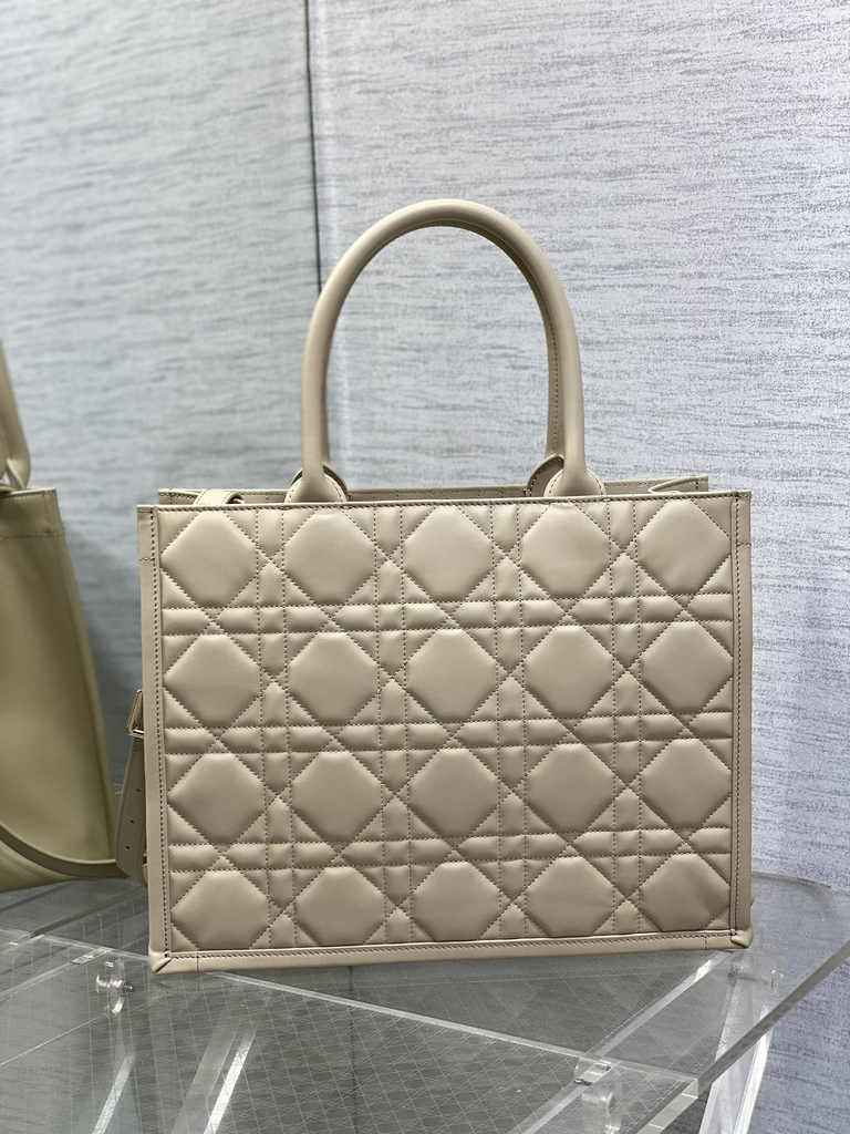 Medium Dior Book Tote M1296 Powder Beige Macrocannage Calfskin - Default Title - View 2