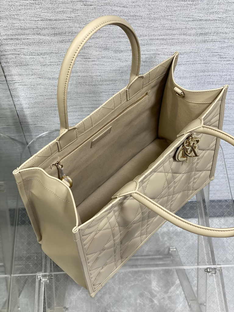 Medium Dior Book Tote M1296 Powder Beige Macrocannage Calfskin - Default Title - View 6