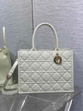 Medium Dior Book Tote M1296 Beige Macrocannage Calfskin - Default Title - View 1