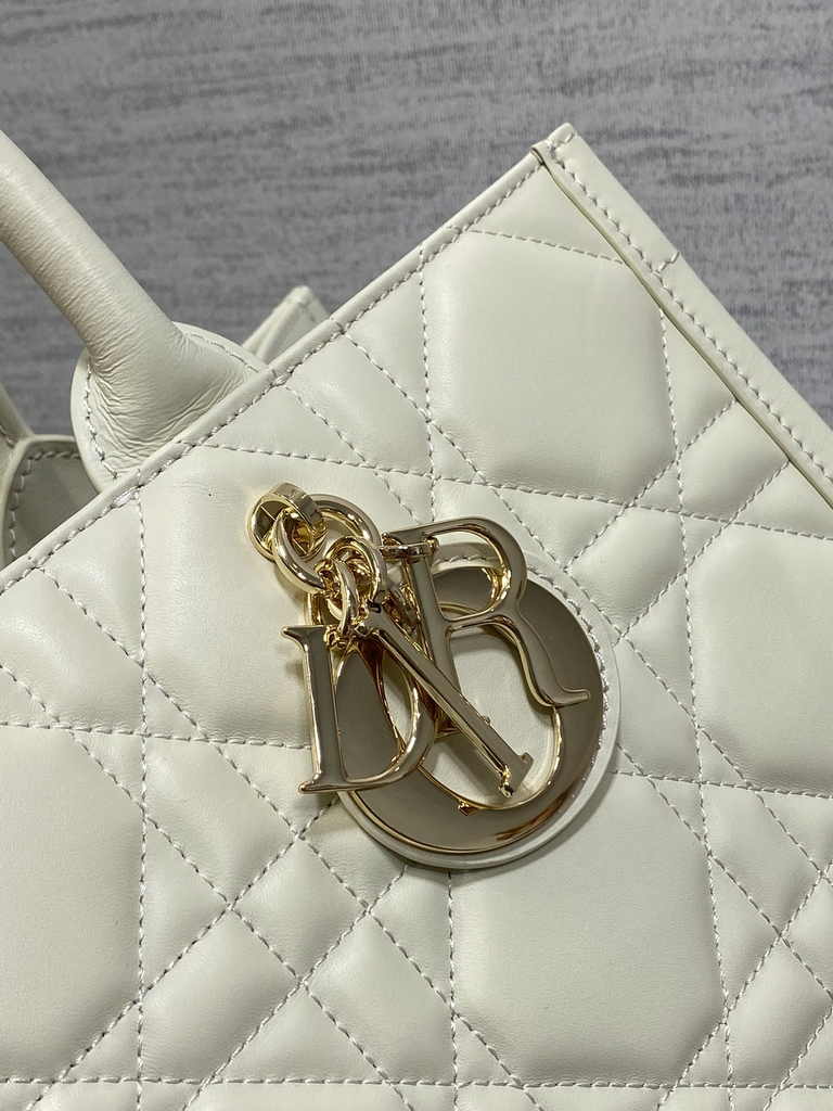 Medium Dior Book Tote M1296 Beige Macrocannage Calfskin - Default Title - View 7