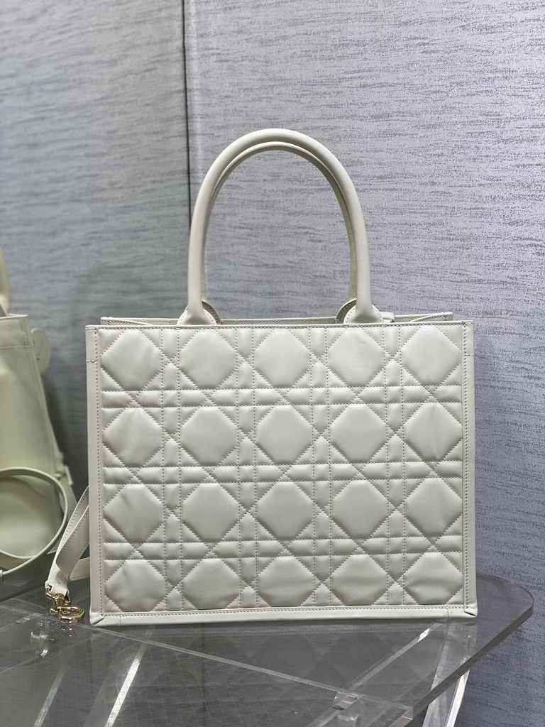 Medium Dior Book Tote M1296 Beige Macrocannage Calfskin - Default Title - View 2