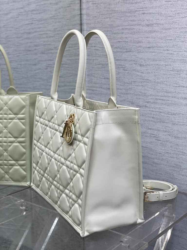 Medium Dior Book Tote M1296 Beige Macrocannage Calfskin - Default Title - View 3