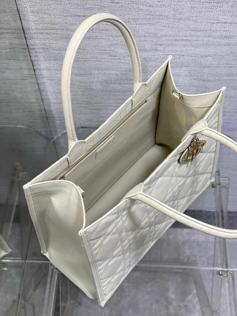 Medium Dior Book Tote M1296 Beige Macrocannage Calfskin - Default Title - View 5