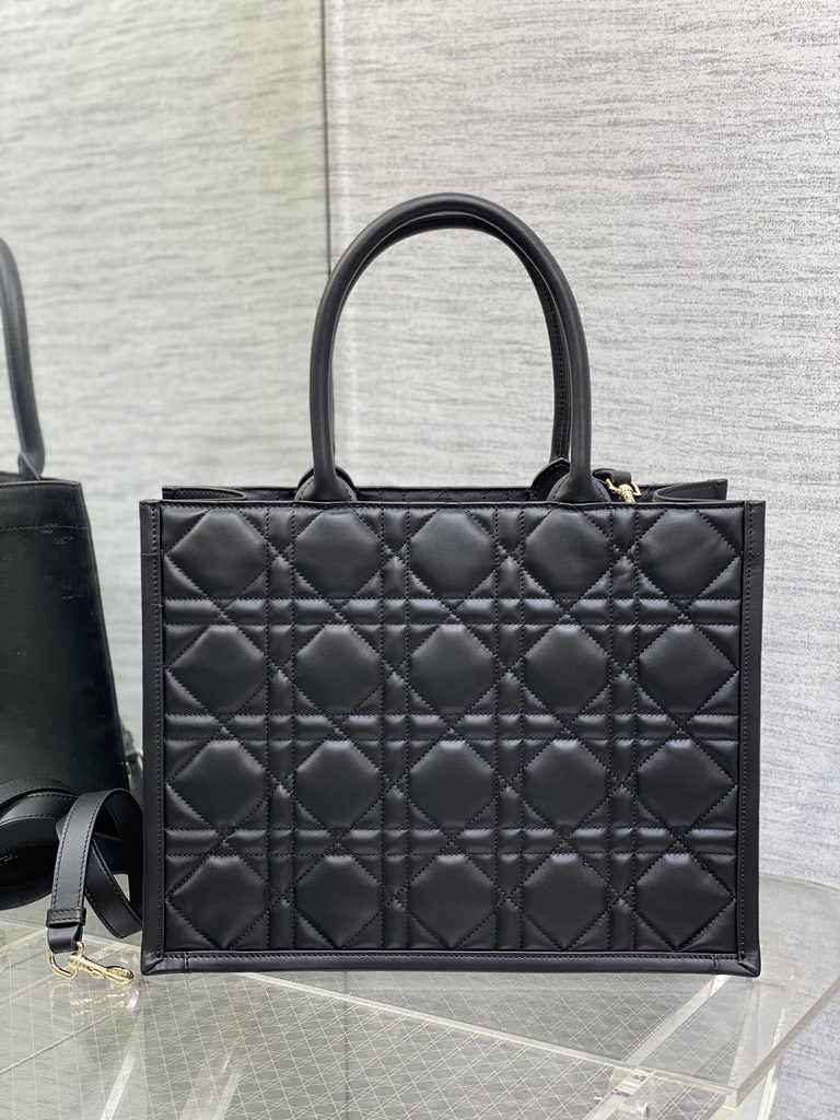 Medium Dior Book Tote M1296 Black Macrocannage Calfskin - Default Title - View 2