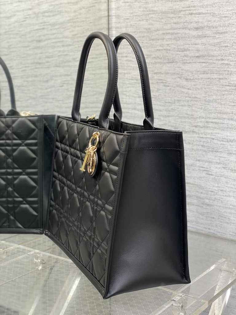 Medium Dior Book Tote M1296 Black Macrocannage Calfskin - Default Title - View 3