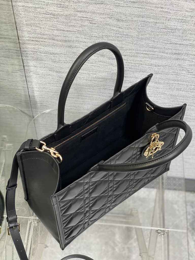 Medium Dior Book Tote M1296 Black Macrocannage Calfskin - Default Title - View 5