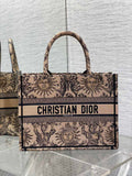 Medium Dior Book Tote M1296 Beige and Black Toile de Jouy Soleil Embroidery