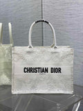 Medium Dior Book Tote M1296 White Toile de Jouy Soleil Macramé Embroidery