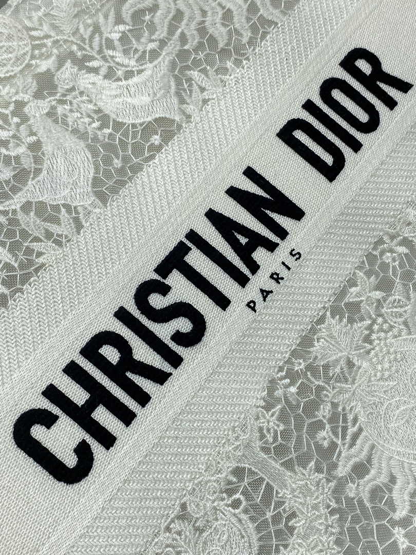 Medium Dior Book Tote M1296 White Toile de Jouy Soleil Macramé Embroidery