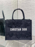 Medium Dior Book Tote M1296 Black Butterfly Jouy Soleil Embroidery