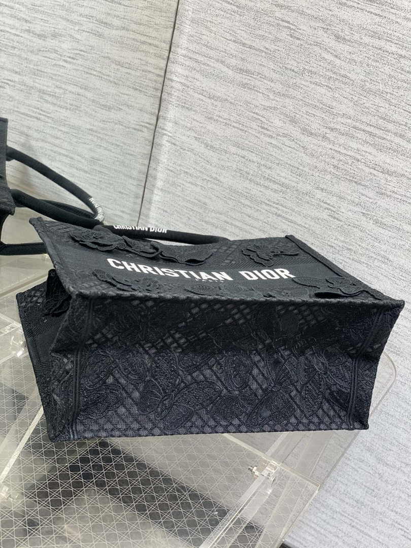 Medium Dior Book Tote M1296 Black Butterfly Jouy Soleil Embroidery - Default Title - View 4